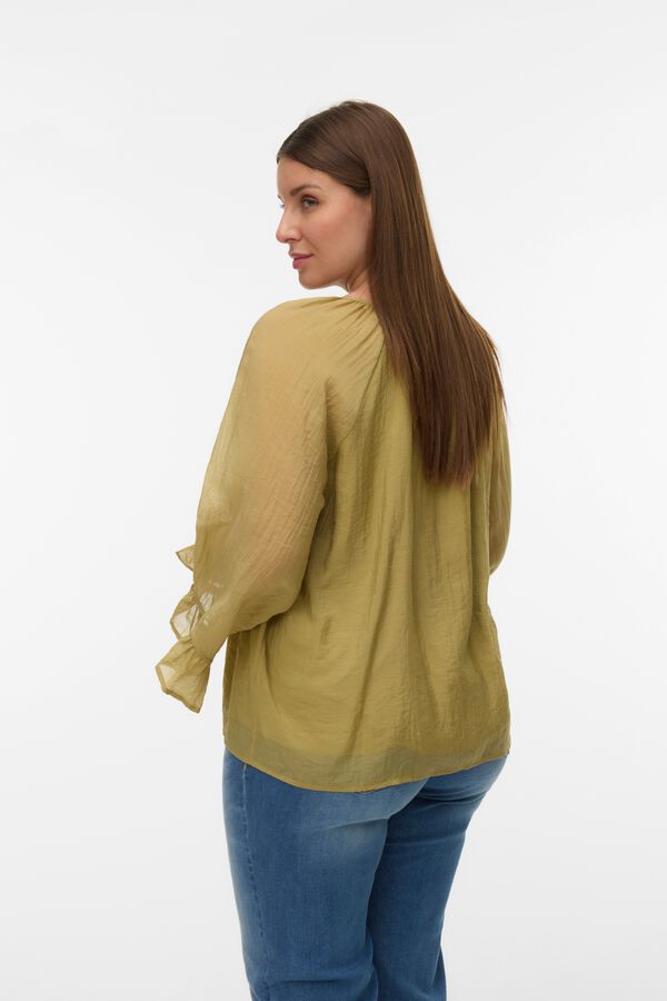 Vero Moda Curve Top manga com folho tamanhos grandes Verde