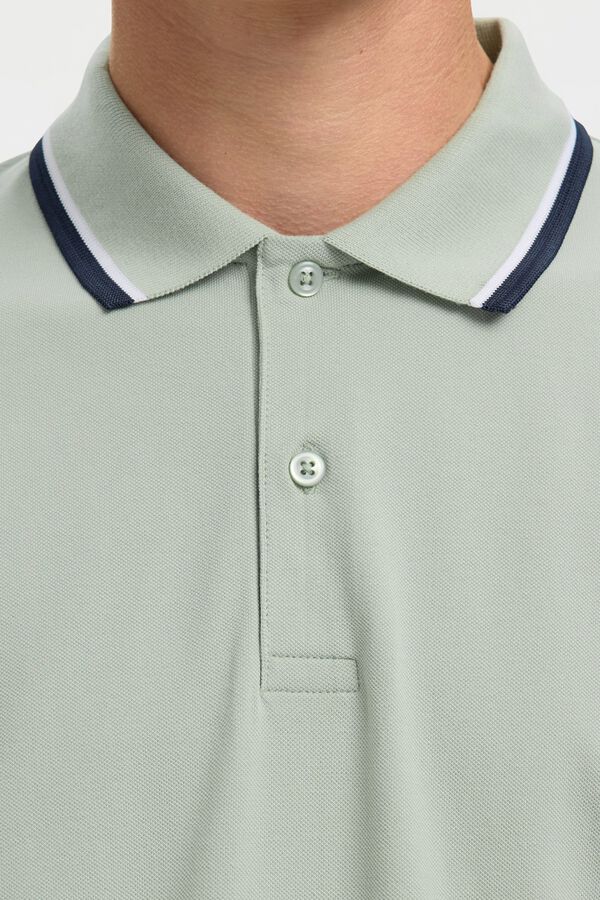 Selected Piqu&eacute; short sleeve polo shirt Kaki
