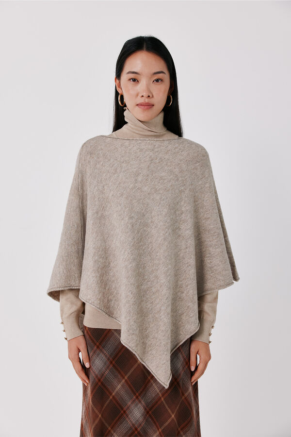 Cortefiel Soft touch poncho Beige