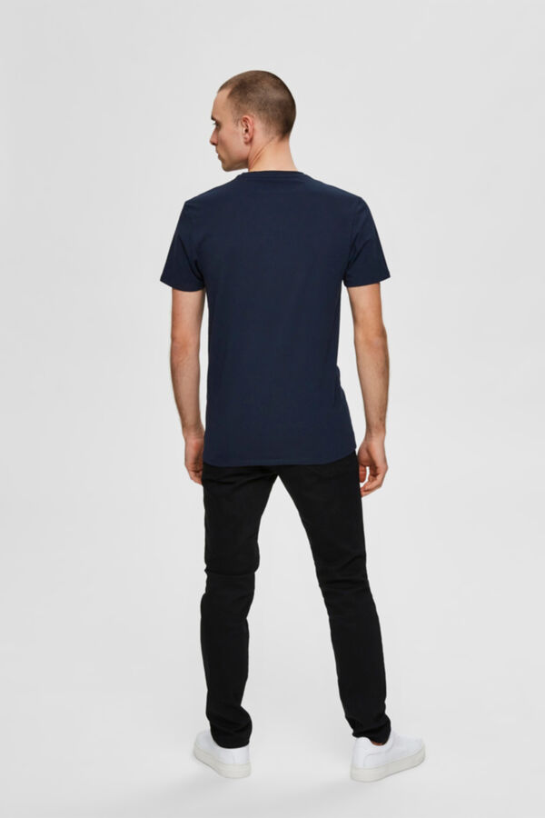 Cortefiel Pack of 3 plain short-sleeved T-shirts Navy