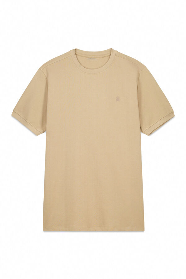 Cortefiel Basic piqué t-shirt Beige