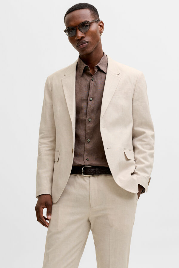 Jack & Jones Linen slim fit blazer Beige
