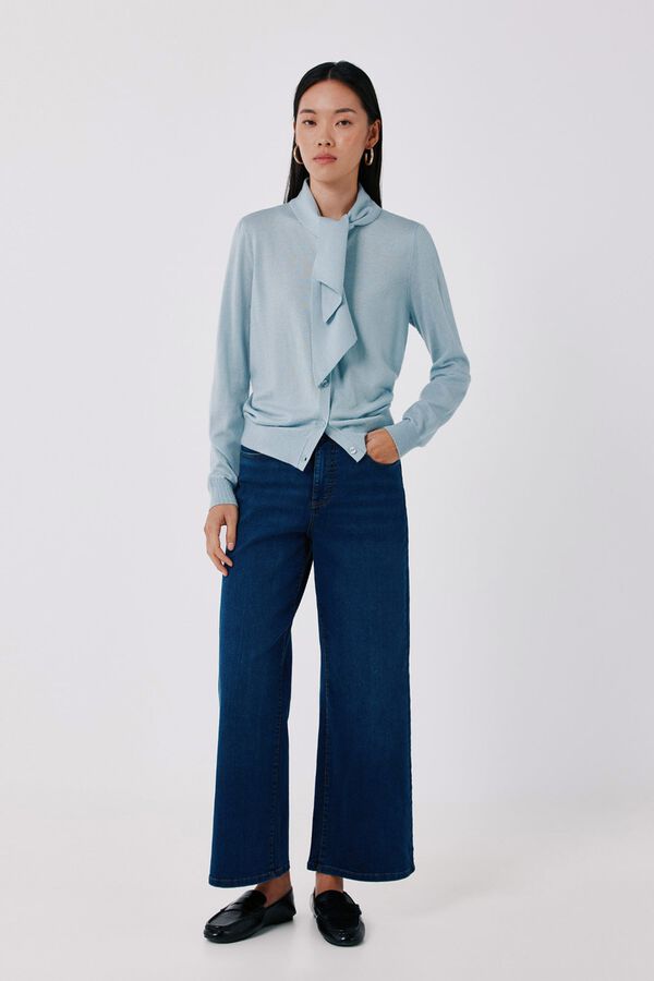 Cortefiel Tie neck cardigan Blue