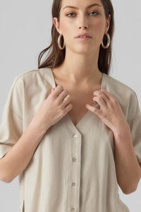 Cortefiel Linen short-sleeved top Grey
