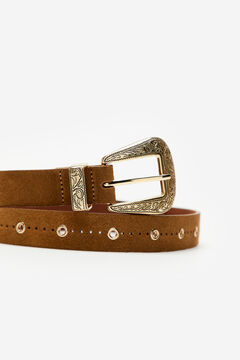 Cortefiel Leather cowboy belt Camel