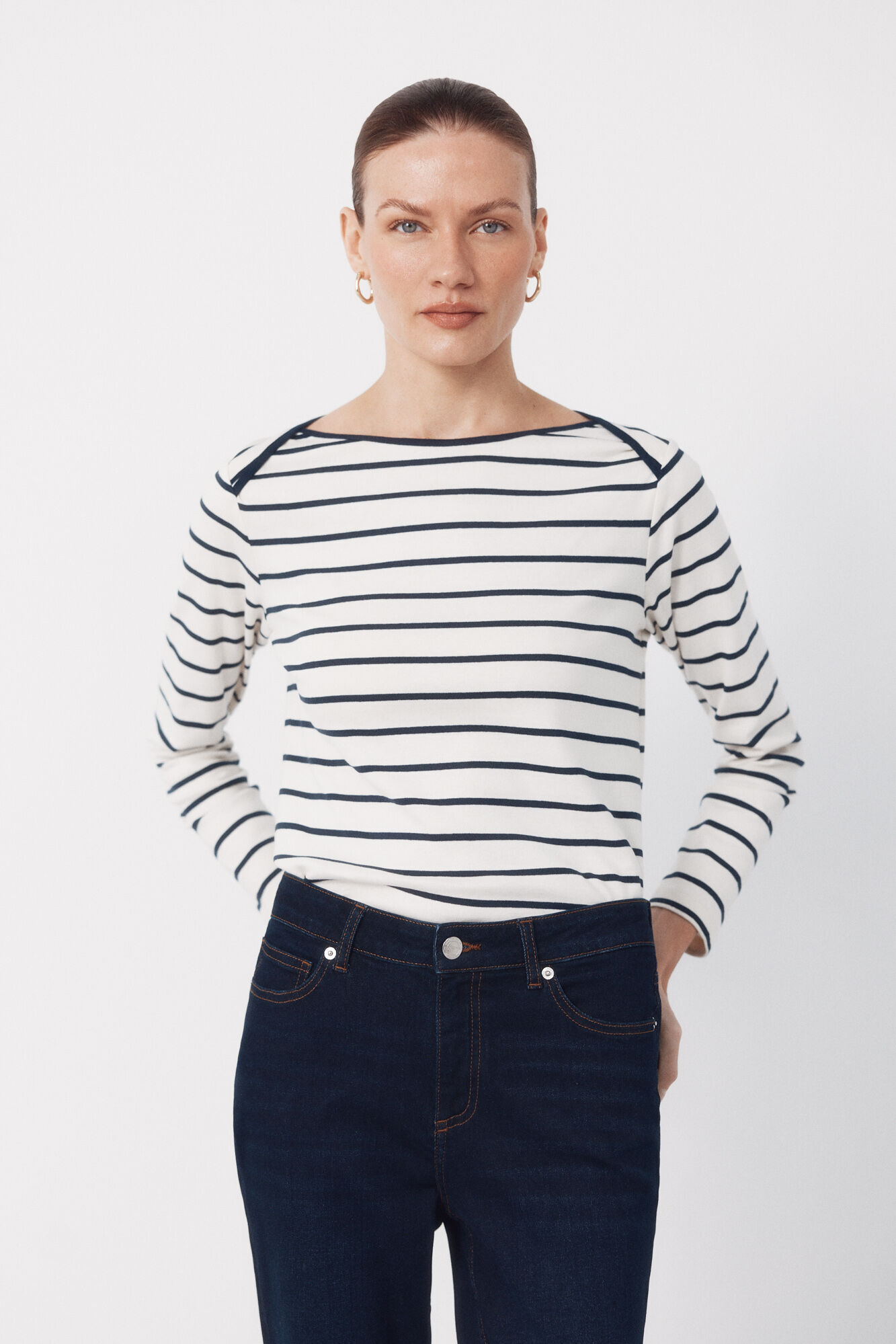 Cortefiel Contrast boat neck t-shirt