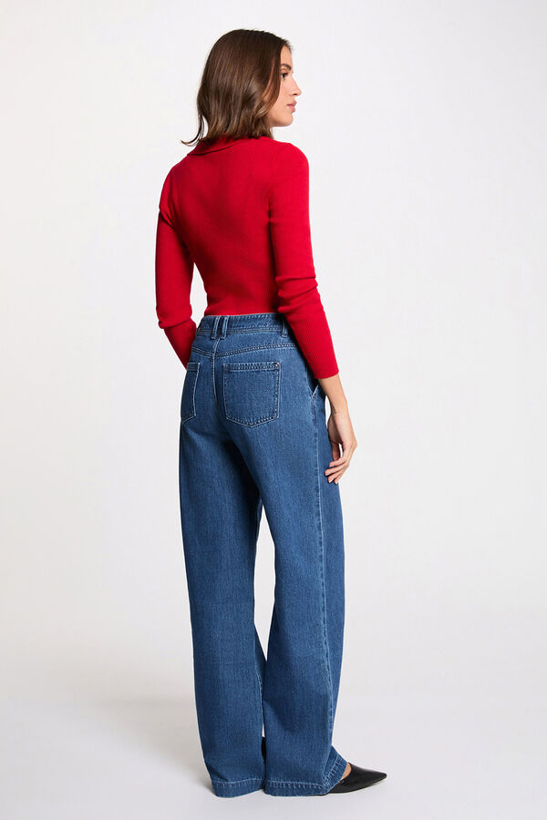 Morgan Camisola cintada com gola alfaiate Vermelho