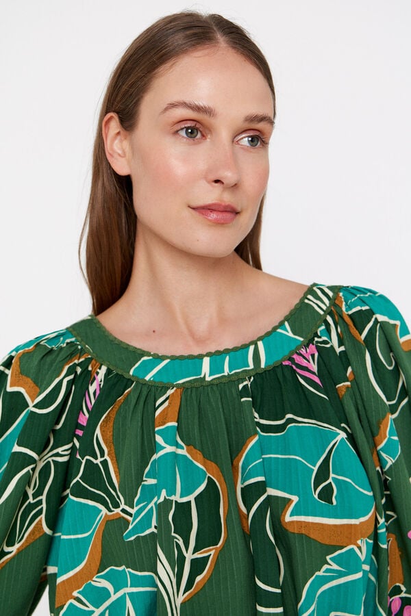 Cortefiel Cropped printed blouse Multicolour