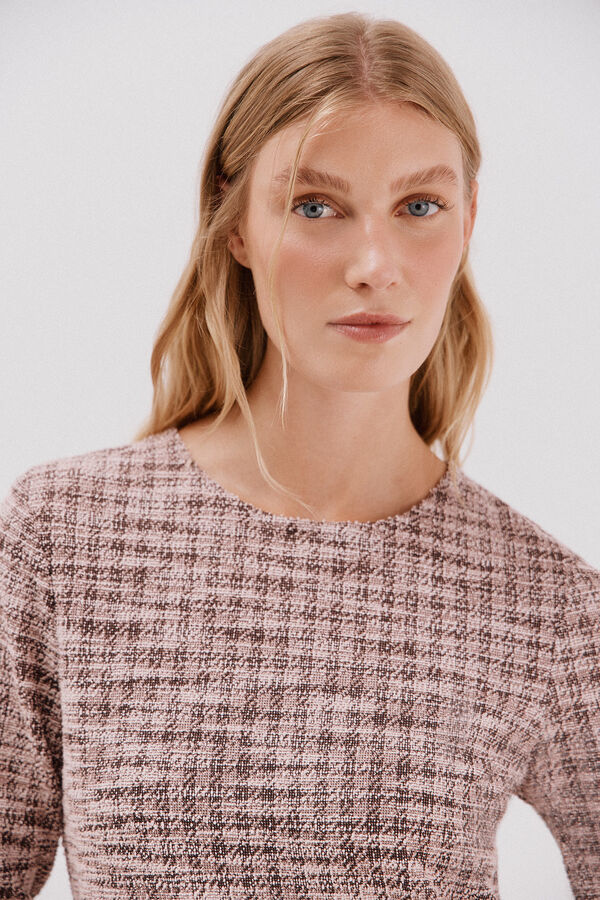 Cortefiel Short tweed dress Dark brown