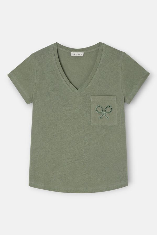 Silbon T-shirt bolso raquete Verde