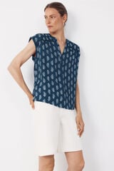 Cortefiel Blusa Entredos Azul
