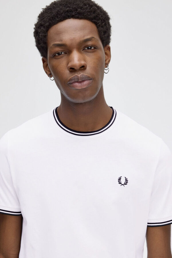 Fred Perry T-shirt masculina de manga curta  Branco