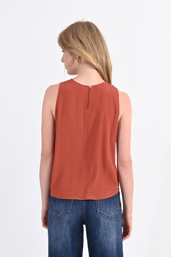 Cortefiel Women's sleeveless top in floaty fabric Orange