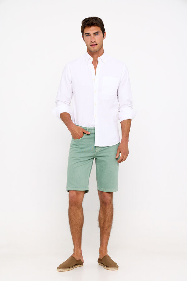 Cortefiel Coloured denim Bermuda shorts Green