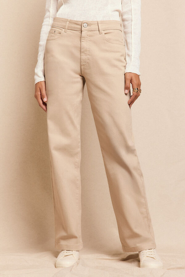 Slowlove Calça jeans com abertura baixa  Ecru