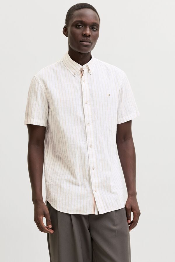 Jack & Jones Linen short sleeve shirt Printed white