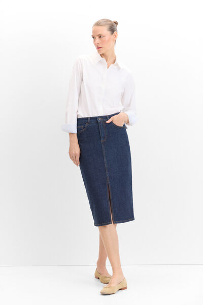 Cortefiel Denim Midi Skirt Blue