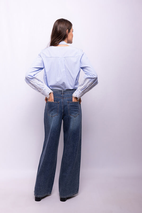 Object Blusa de riscas renda Azul