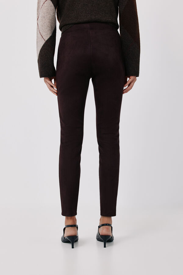 Cortefiel Faux suede women's leggings Dark brown