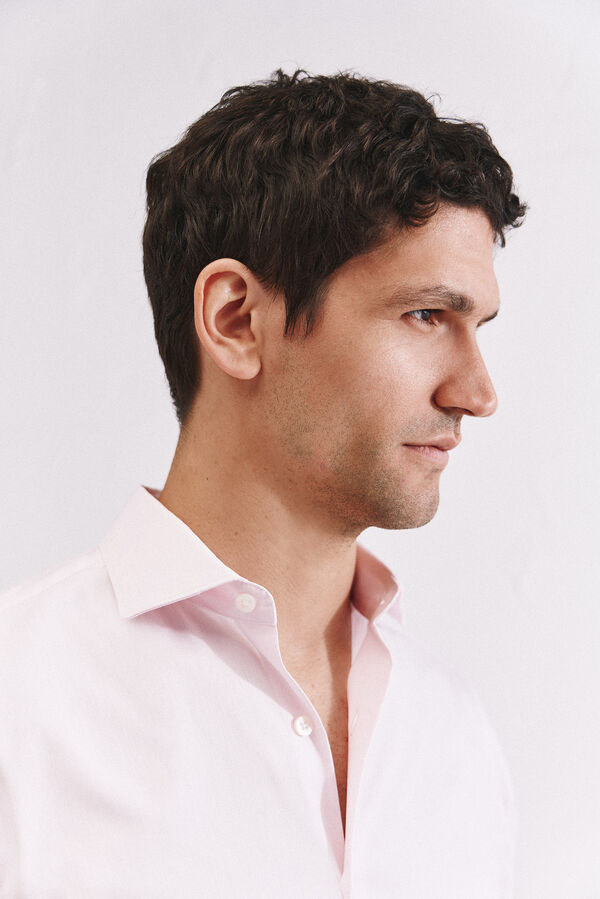 Cortefiel Plain easy-iron dress shirt Pink