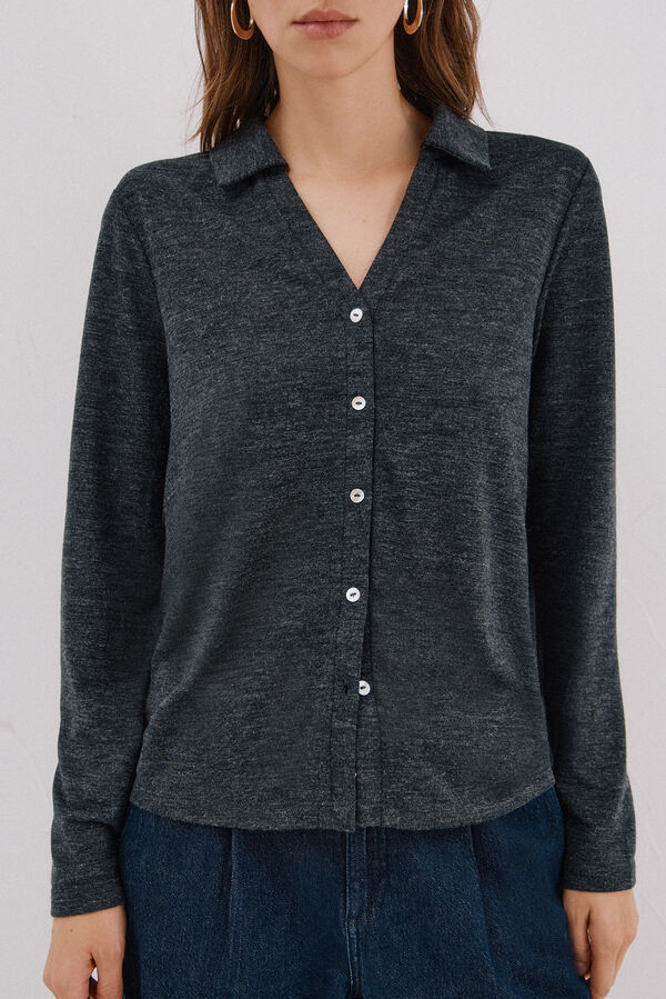 Cortefiel Jersey-knit knit shirt Dark grey