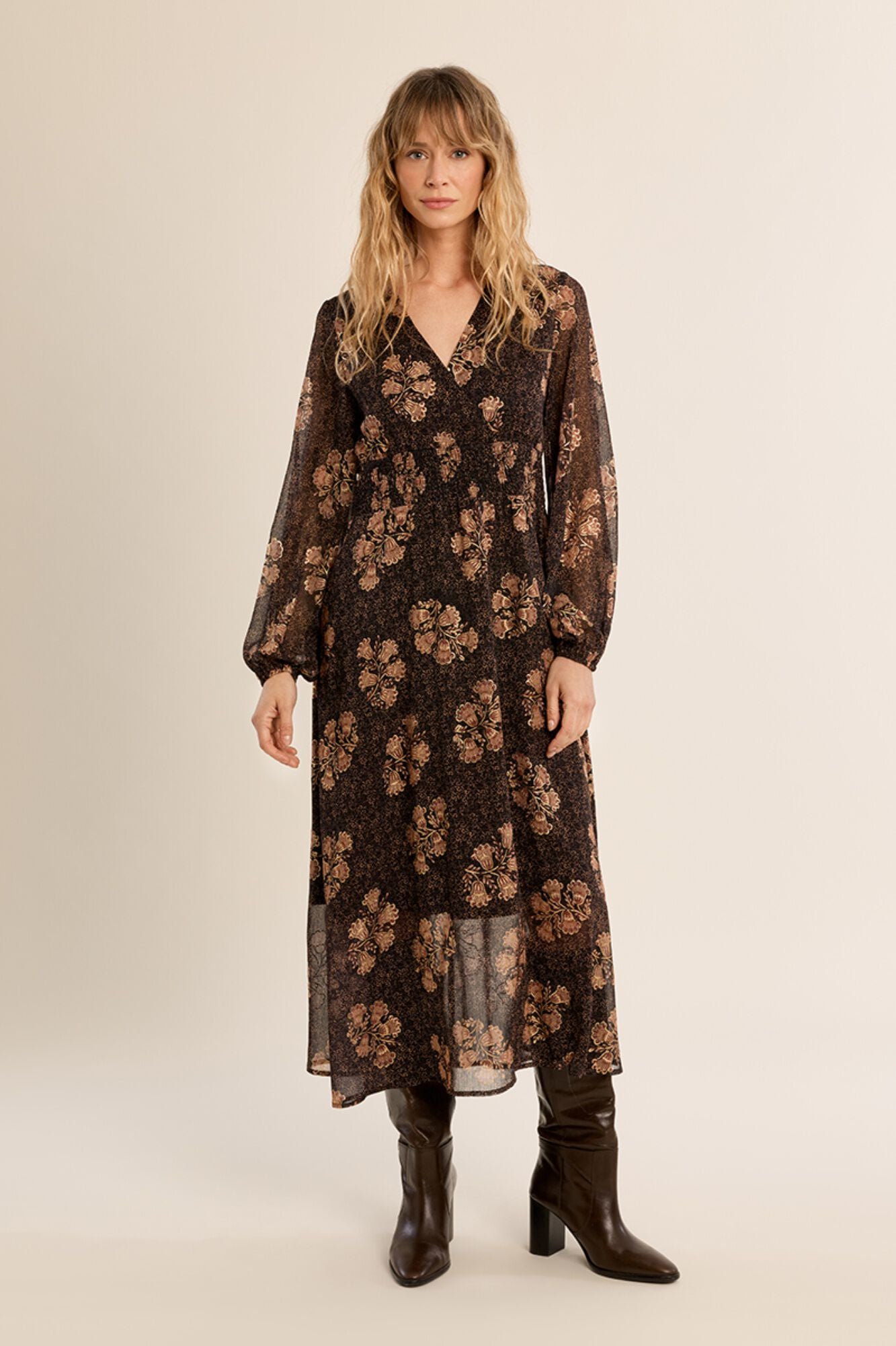 Molly Bracken Vestido de manga comprida estampado