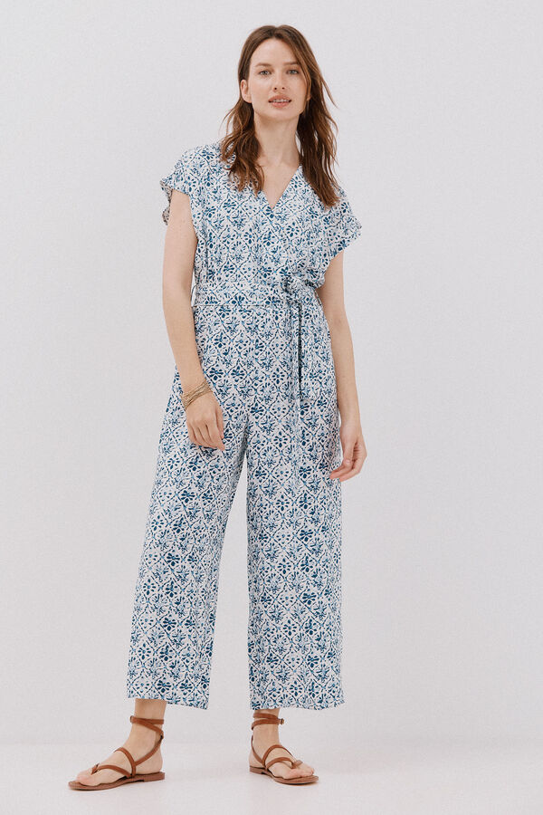 Cortefiel print crossover jumpsuit Multicolour