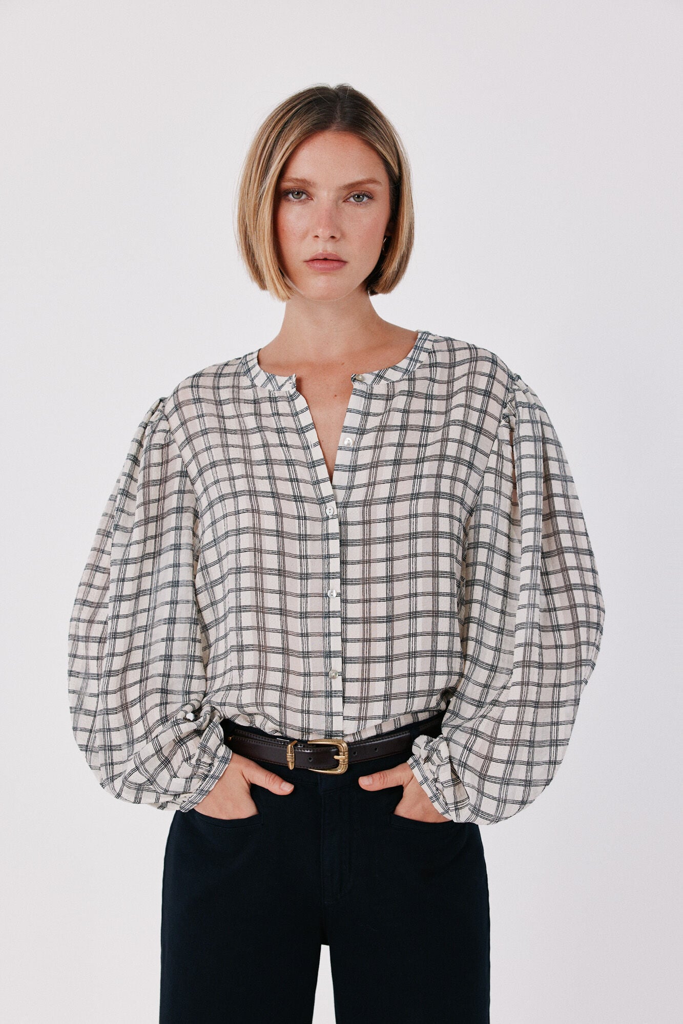 Cortefiel Plaid print blouse