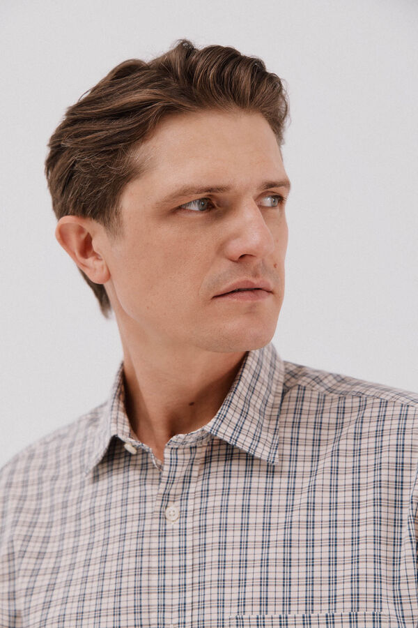 Cortefiel Checked poplin shirt Navy