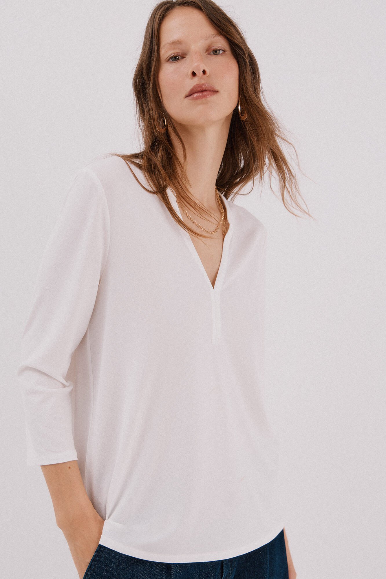 Cortefiel Basic top with mandarin collar