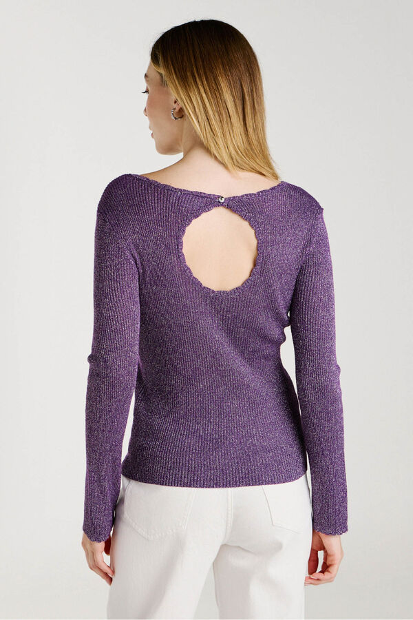 Vila Top de malha reversível com lurex Roxo