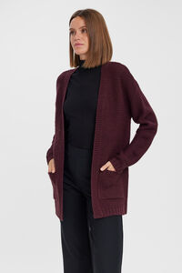Cortefiel Women's long-sleeved cardigan with buttons Maroon