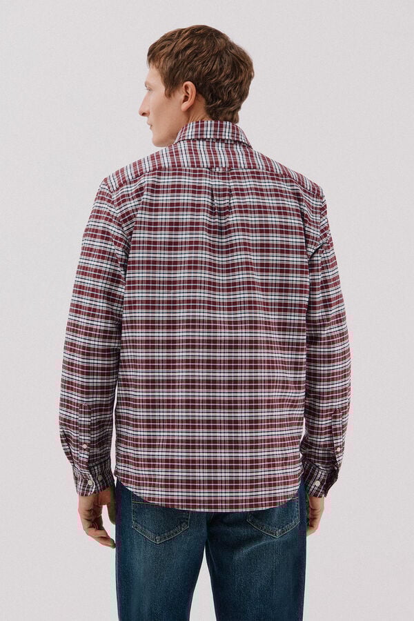 Cortefiel Plaid oxford shirt Maroon