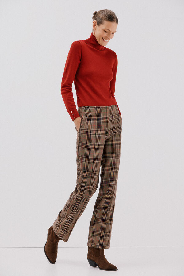 Cortefiel Women's plaid pants Nude