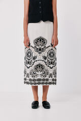 Cortefiel Printed straight skirt Printed beige