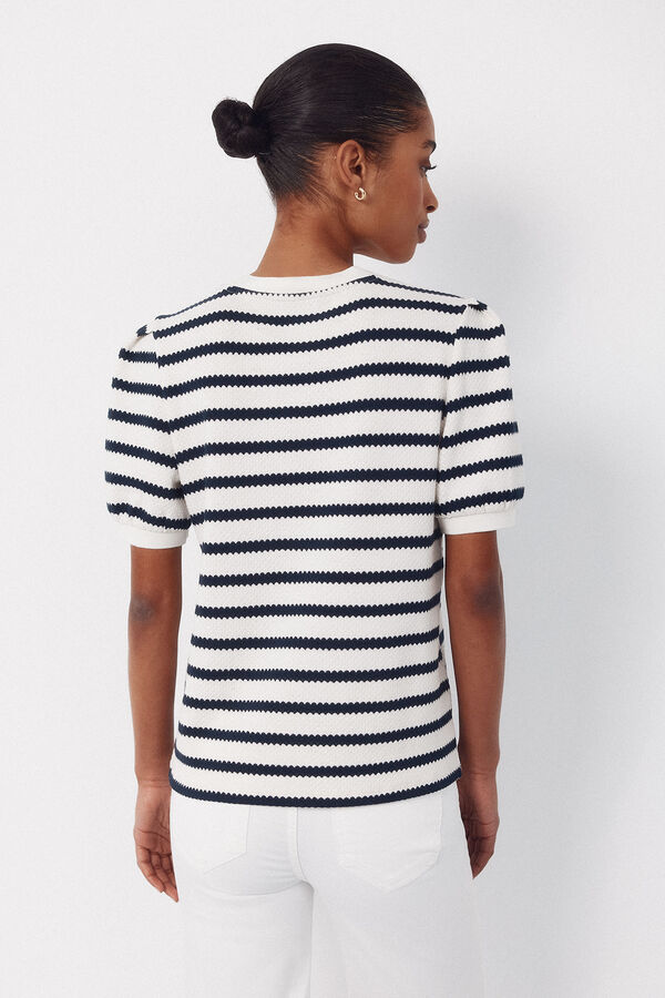 Cortefiel Striped structured top Printed blue