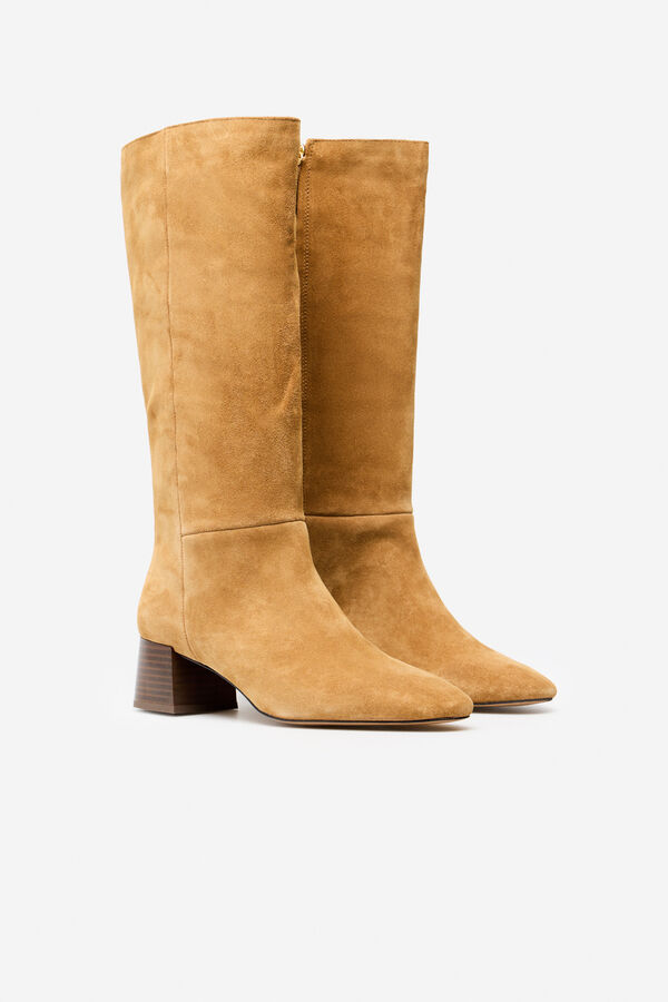 Cortefiel Basic split leather high boot Beige