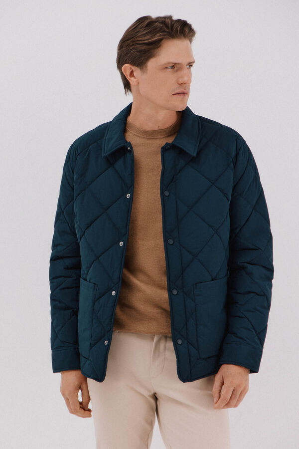 Cortefiel Quilted overshirt Navy
