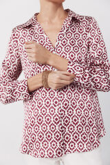 Cortefiel Satin-finish shirt Printed purple