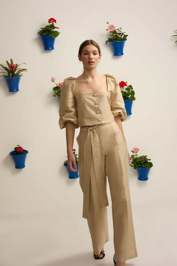 Silbon Pantalon Event Collection tafeta Beige