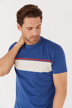 Cortefiel Striped print T-shirt Royal blue