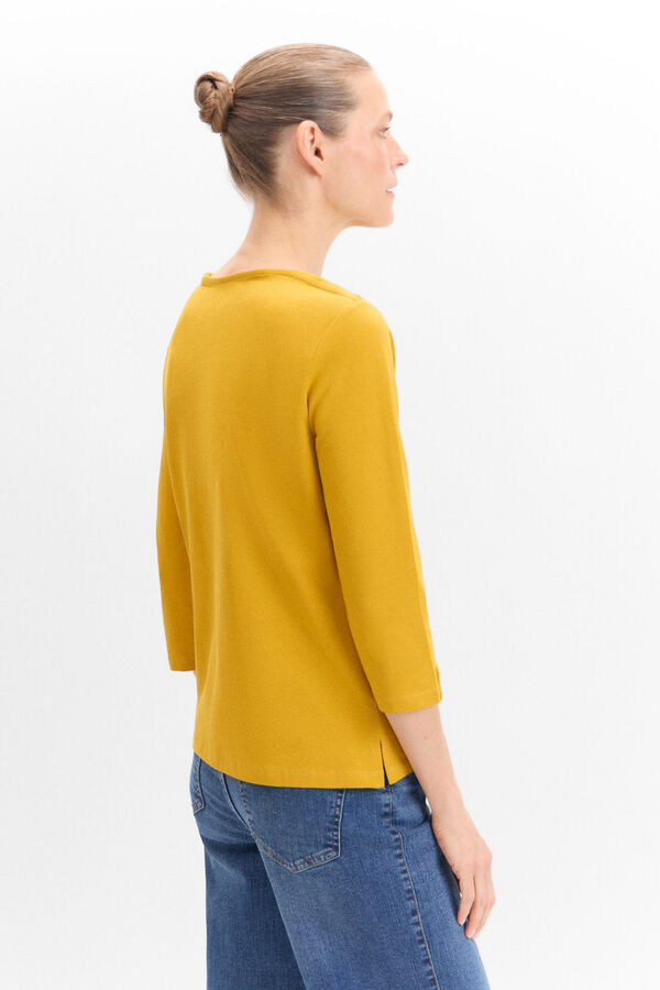 Cortefiel Essential boat neck T-shirt Yellow