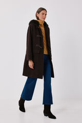Cortefiel Long duffle coat Dark brown