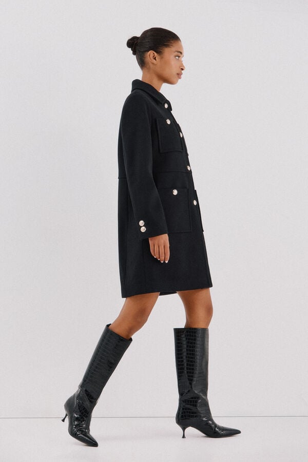 Cortefiel Coconut-effect kitten-heeled boot Black