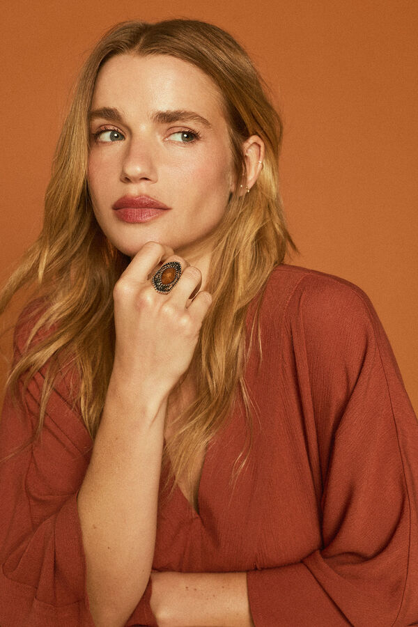 Slowlove Anillo piedra Gris