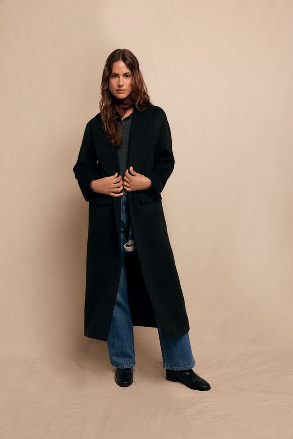 Slowlove Sobretudo longo com gola xale Preto