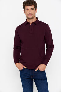 Cortefiel Sweatshirt with polo shirt collar Maroon