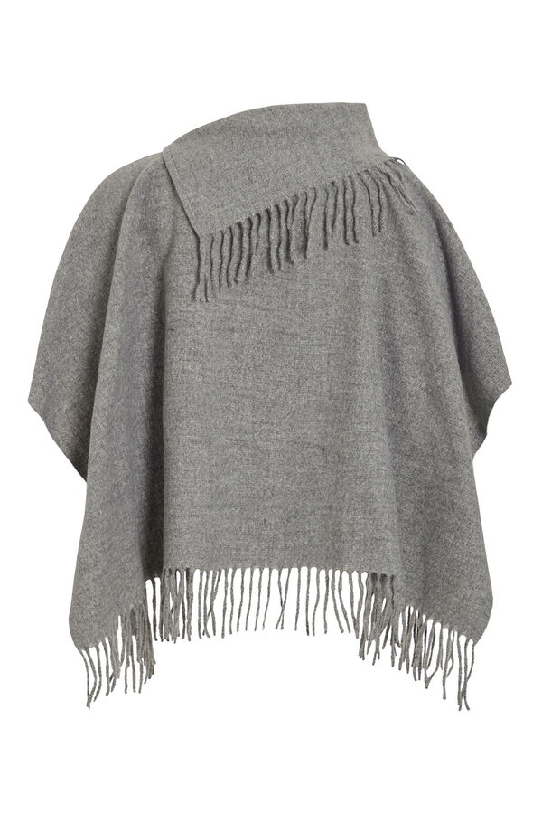 Vila Poncho com franjas Cinzento