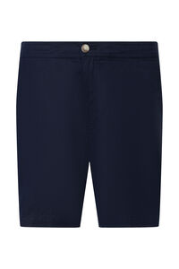 Cortefiel Pantalón corto de hombre monocolor con mezcla de lino y algodón Azul marino