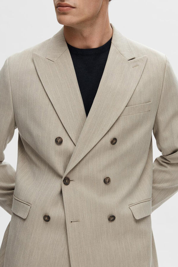Cortefiel Pinstripe slim-fit suit jacket made from recycled materials Brown
